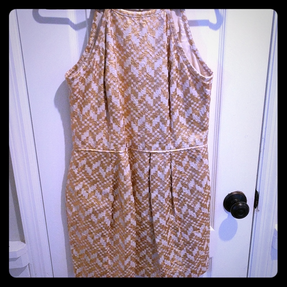 Rachel Roy bronze Aztec cocktail dress w/ pockets